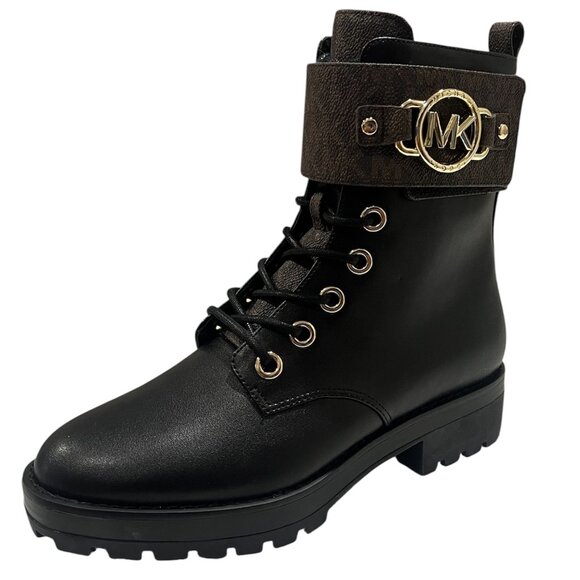 MICHAEL Michael Kors Women's Rory Lace-Up Signature Strap Ankle Booties, Size 5 - Picture 1 of 4